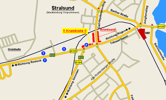 Weg zur Kramkiste in Stralsund